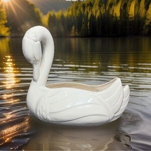 Vintage PACIFIC POTTERY 1930s 1940s Large White Swan Planter #857